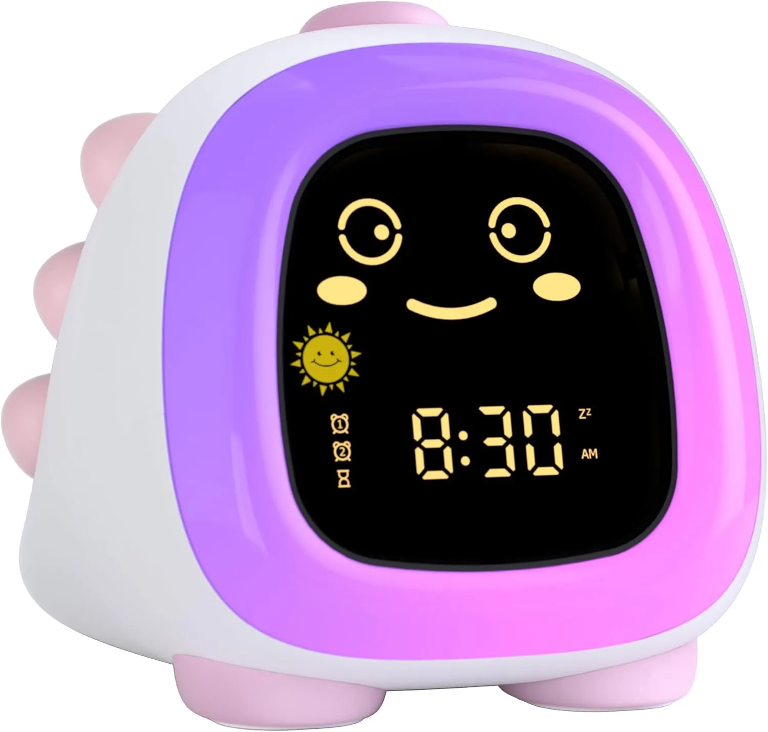 winshine Dinosaur Kids Alarm Clock, OK to Wake Clock with Night Light for Kids, Stay in Bed Clock Sleep Training, Nap Timer Cute Kids Room Decor (Pink)