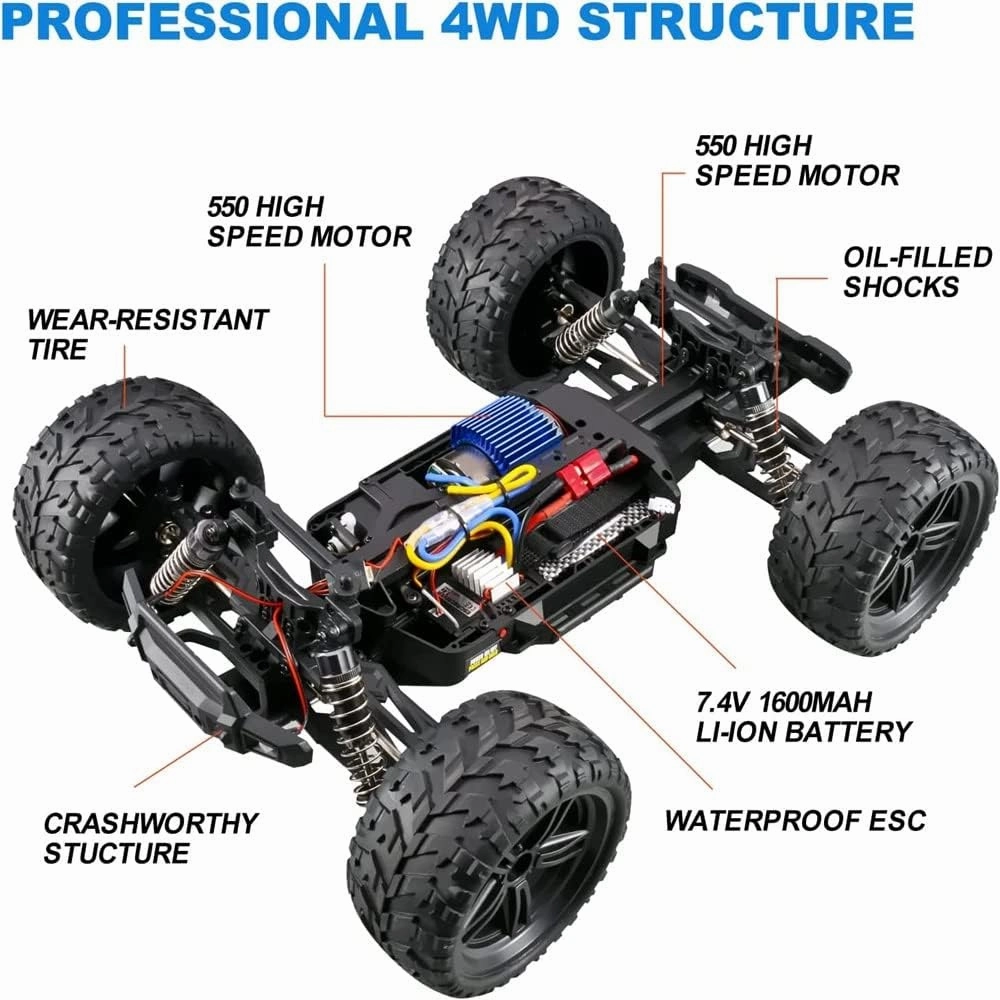 WLtoys 104009 RC CAR Brushed Motor 1/10 Remote Control Off-Road RC Drift Car Radio Toys 45KM/H High Speed Monster Racing Car (104009 3 * 1500)