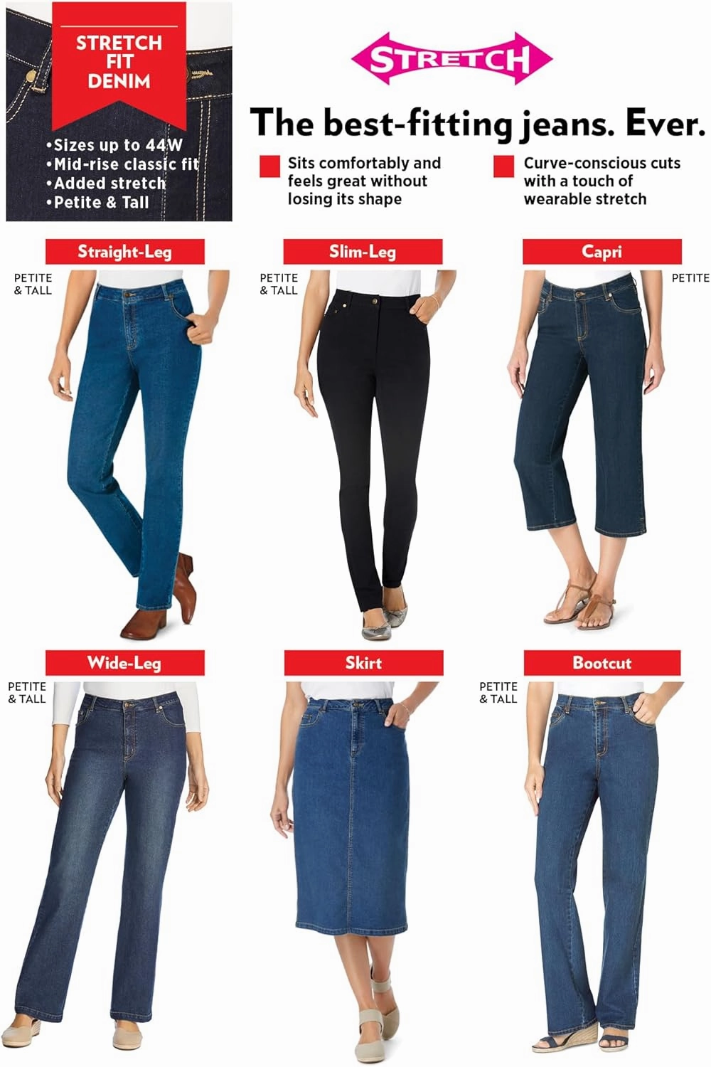 Woman Within Plus Size Wide-Leg Stretch Denim Jean