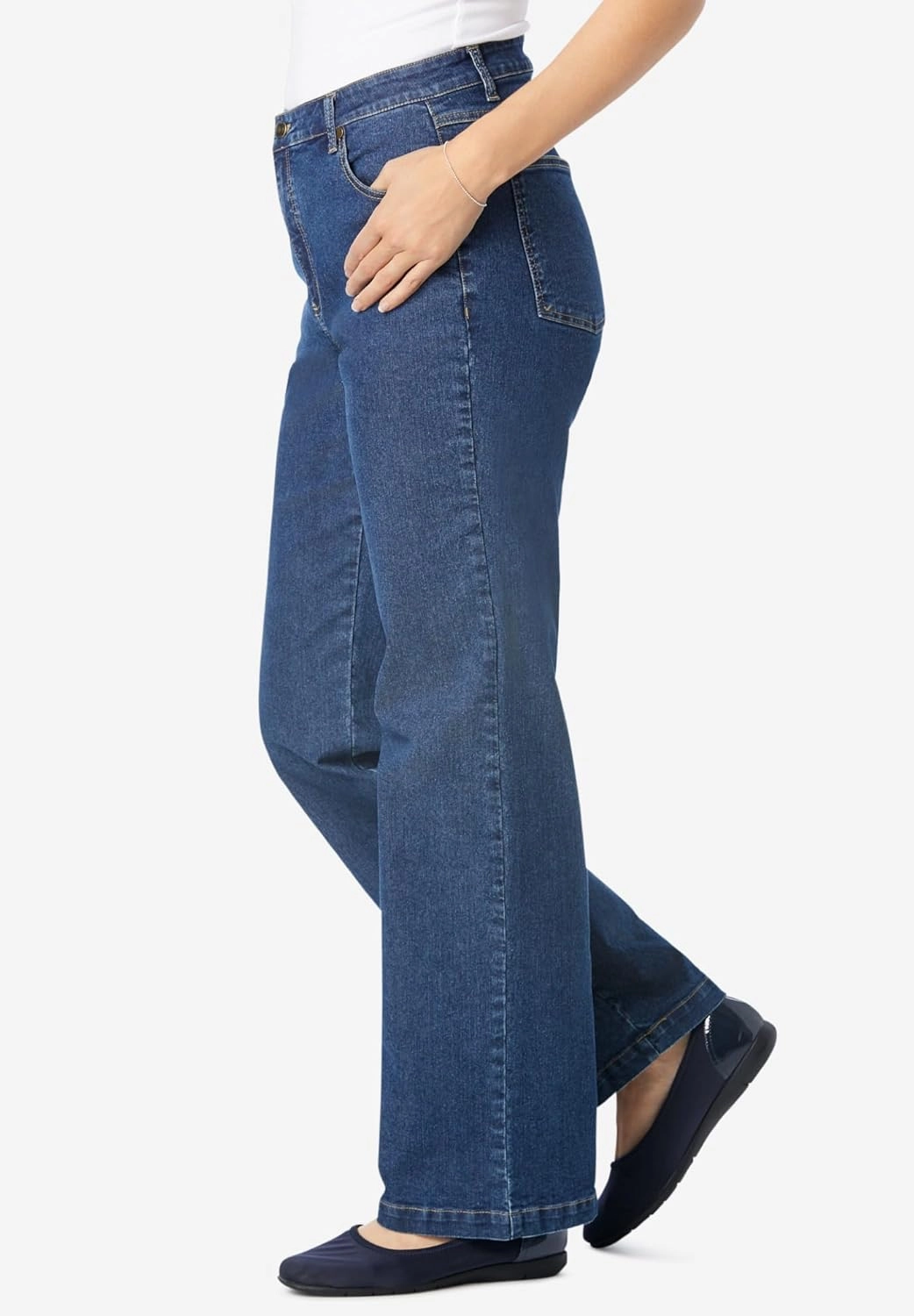 Woman Within Plus Size Wide-Leg Stretch Denim Jean