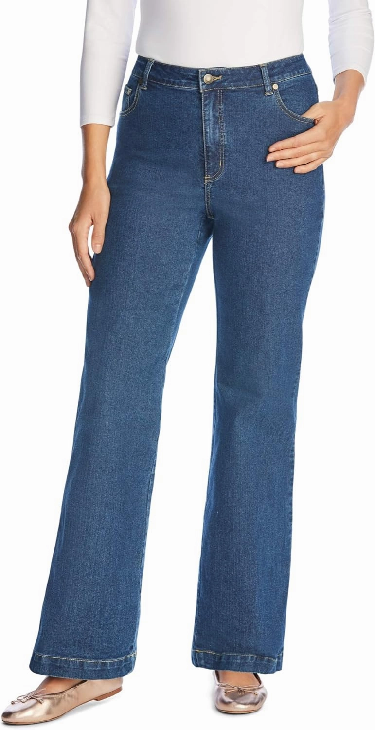 Woman Within Plus Size Wide-Leg Stretch Denim Jean