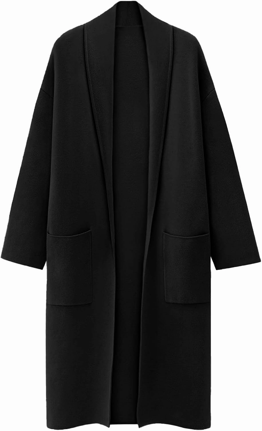 Women's Autumn and Winter Solid Color Fashionable Thin Lapel Long Woolen Coat Casual August Silk Women S Sweaters