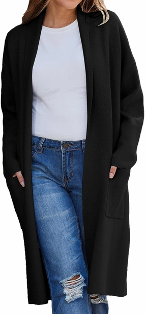 Women's Autumn and Winter Solid Color Fashionable Thin Lapel Long Woolen Coat Casual August Silk Women S Sweaters