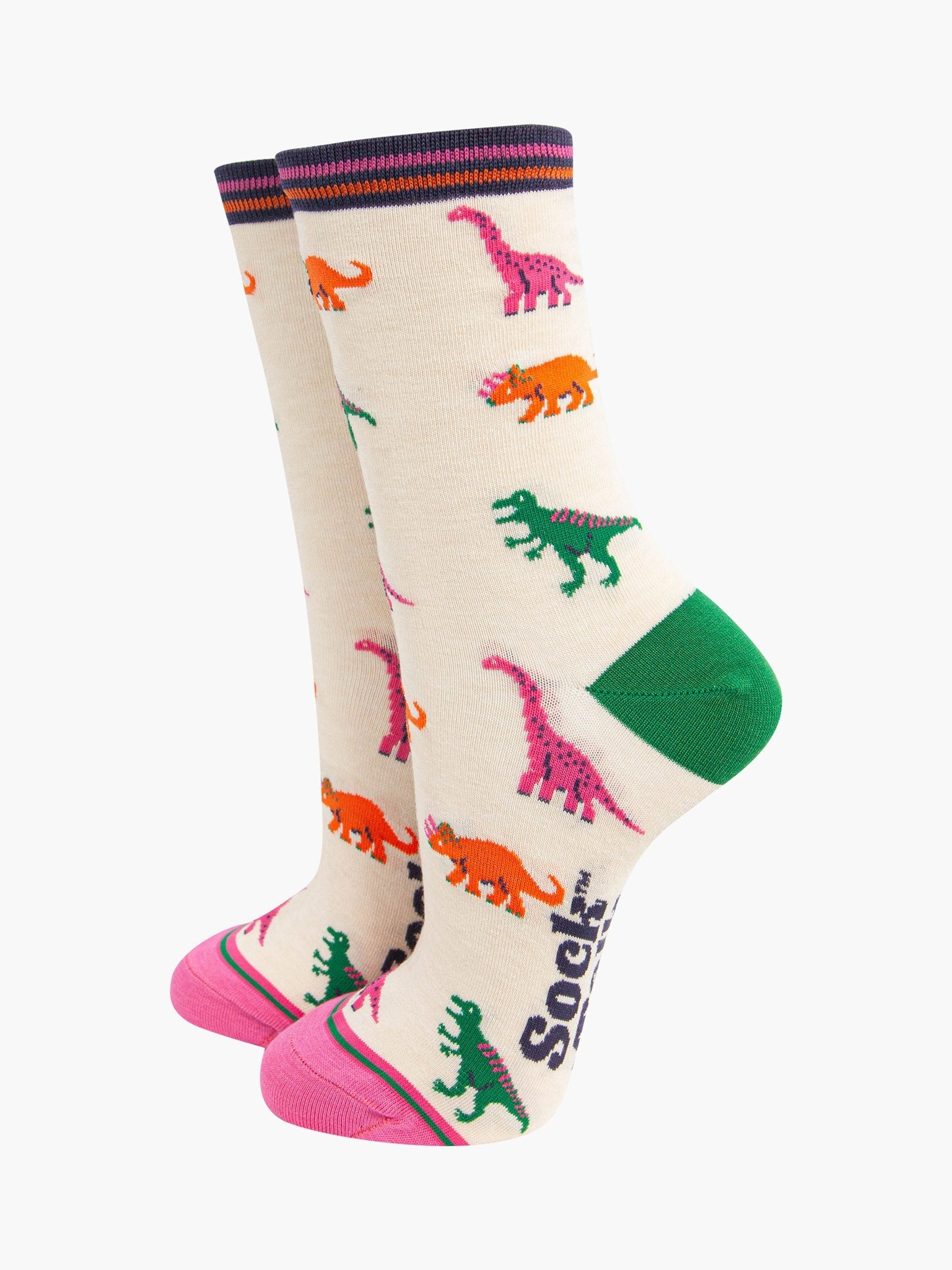 Women's Bamboo Socks Gift Box - Colourful Dinosaurs