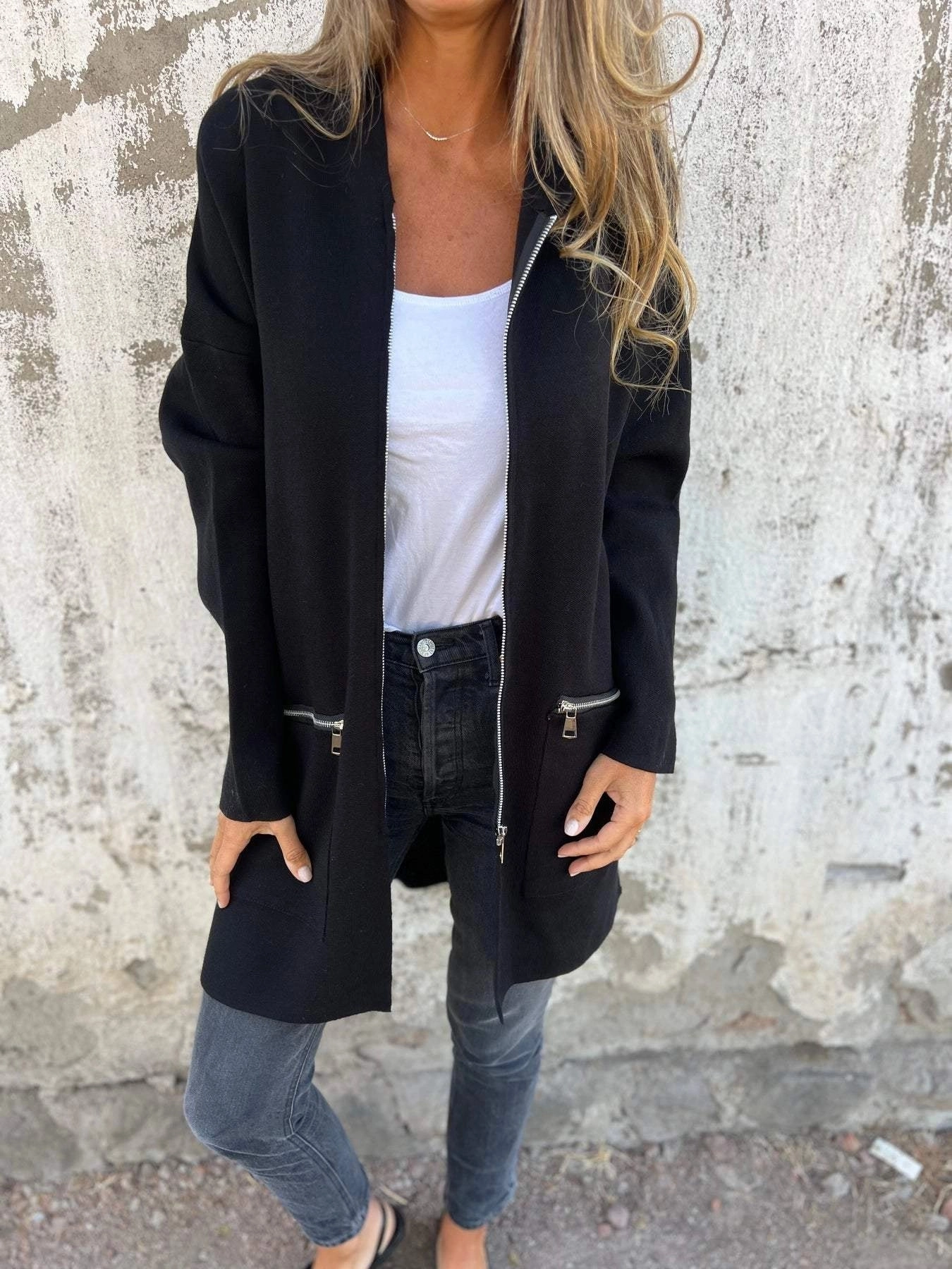 Women's Camel Coat - Lightweight Wool Fall Jacket, Casual Chic Outerwear
