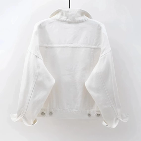 Women's Casual Lightweight White Denim Jacket - Summer Fashion