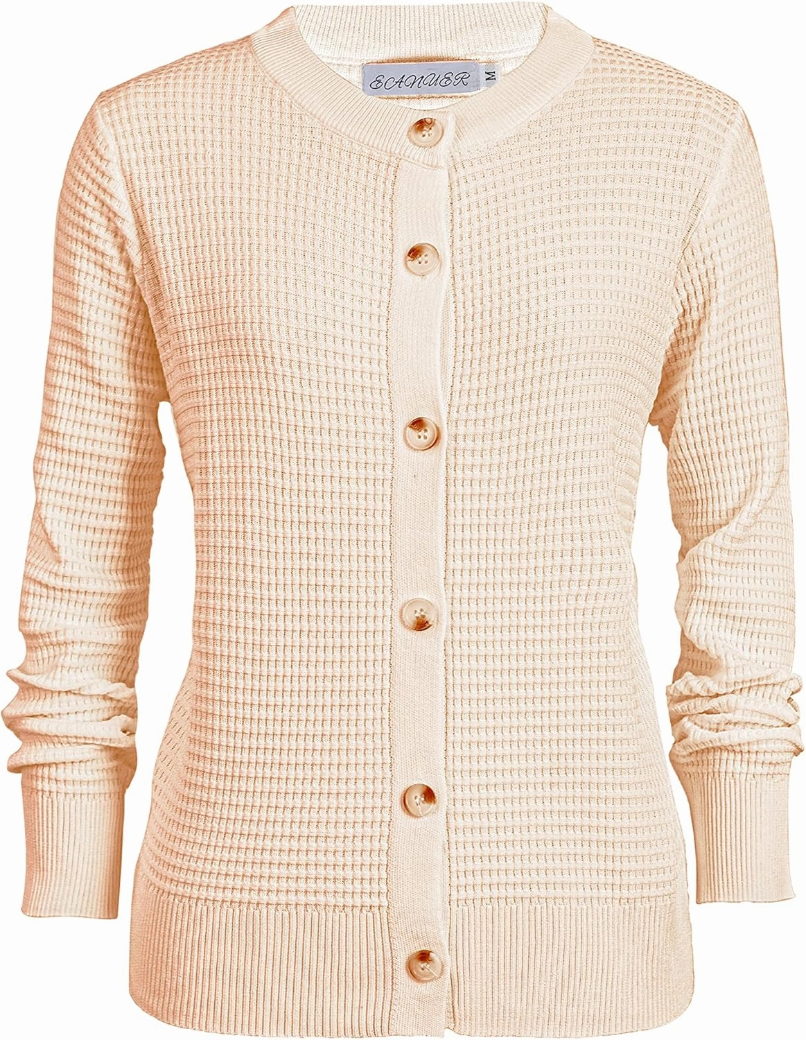 Women's Crew Neck Button Down Long Sleeve Solid Knit Classic Cardigan Sweater