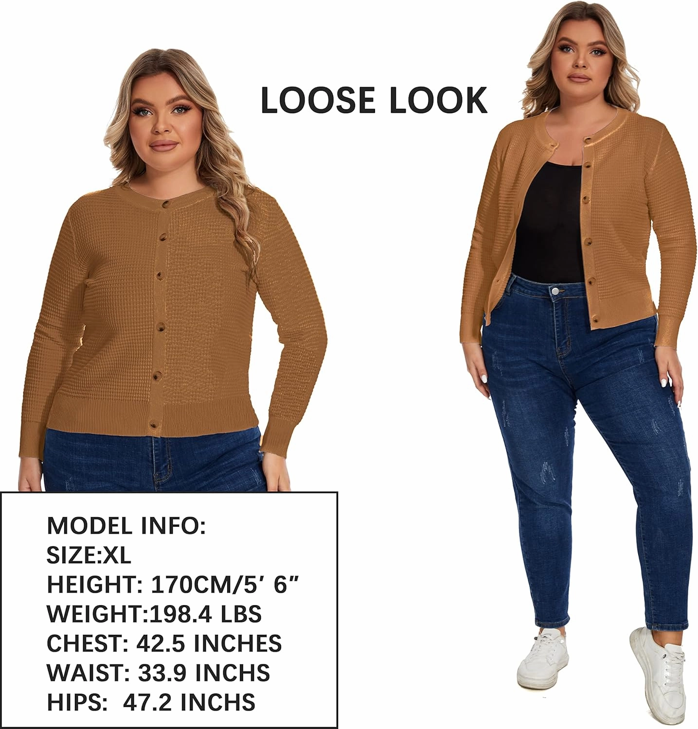 Women's Crew Neck Button Down Long Sleeve Solid Knit Classic Cardigan Sweater