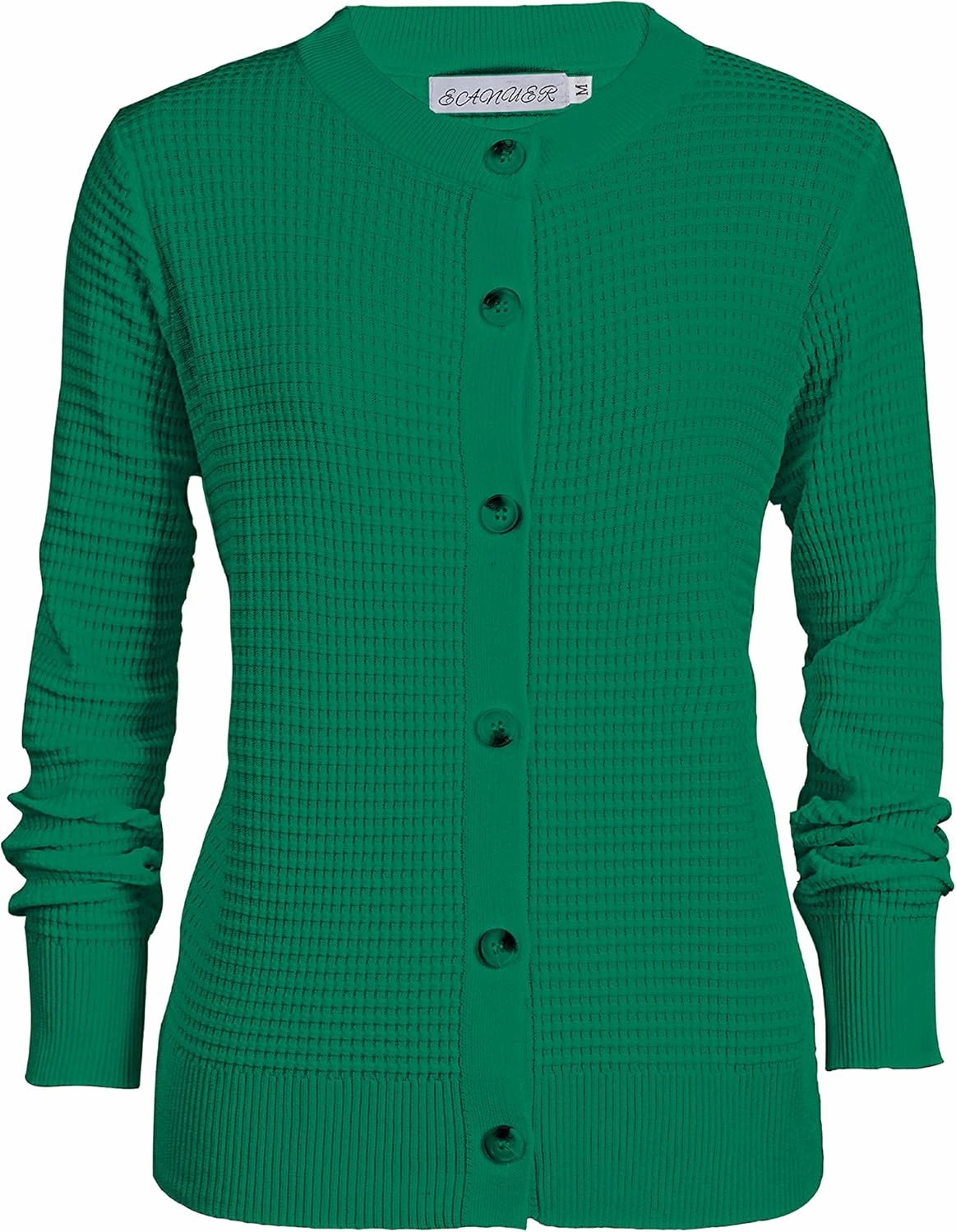 Women's Crew Neck Button Down Long Sleeve Solid Knit Classic Cardigan Sweater