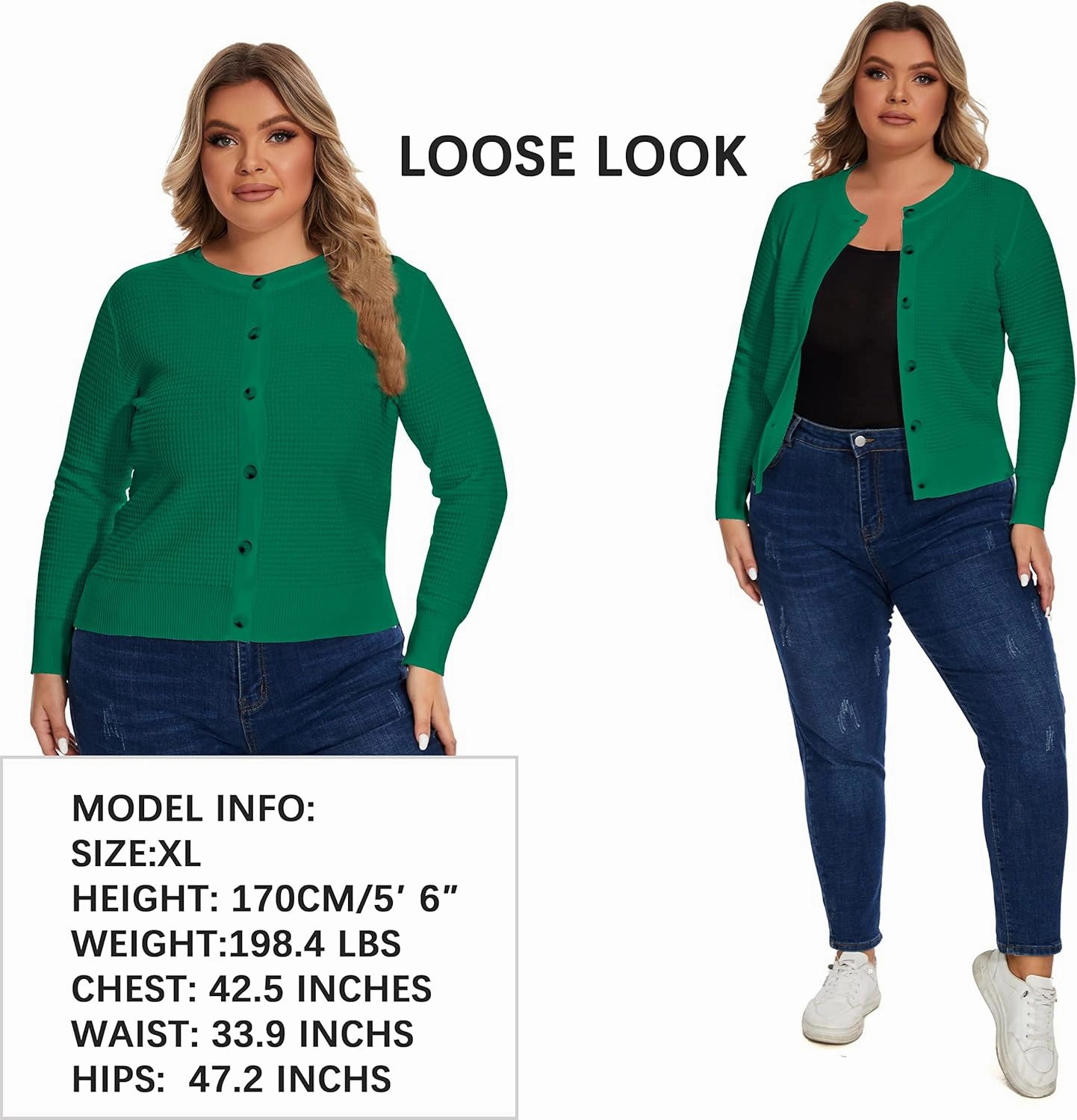 Women's Crew Neck Button Down Long Sleeve Solid Knit Classic Cardigan Sweater