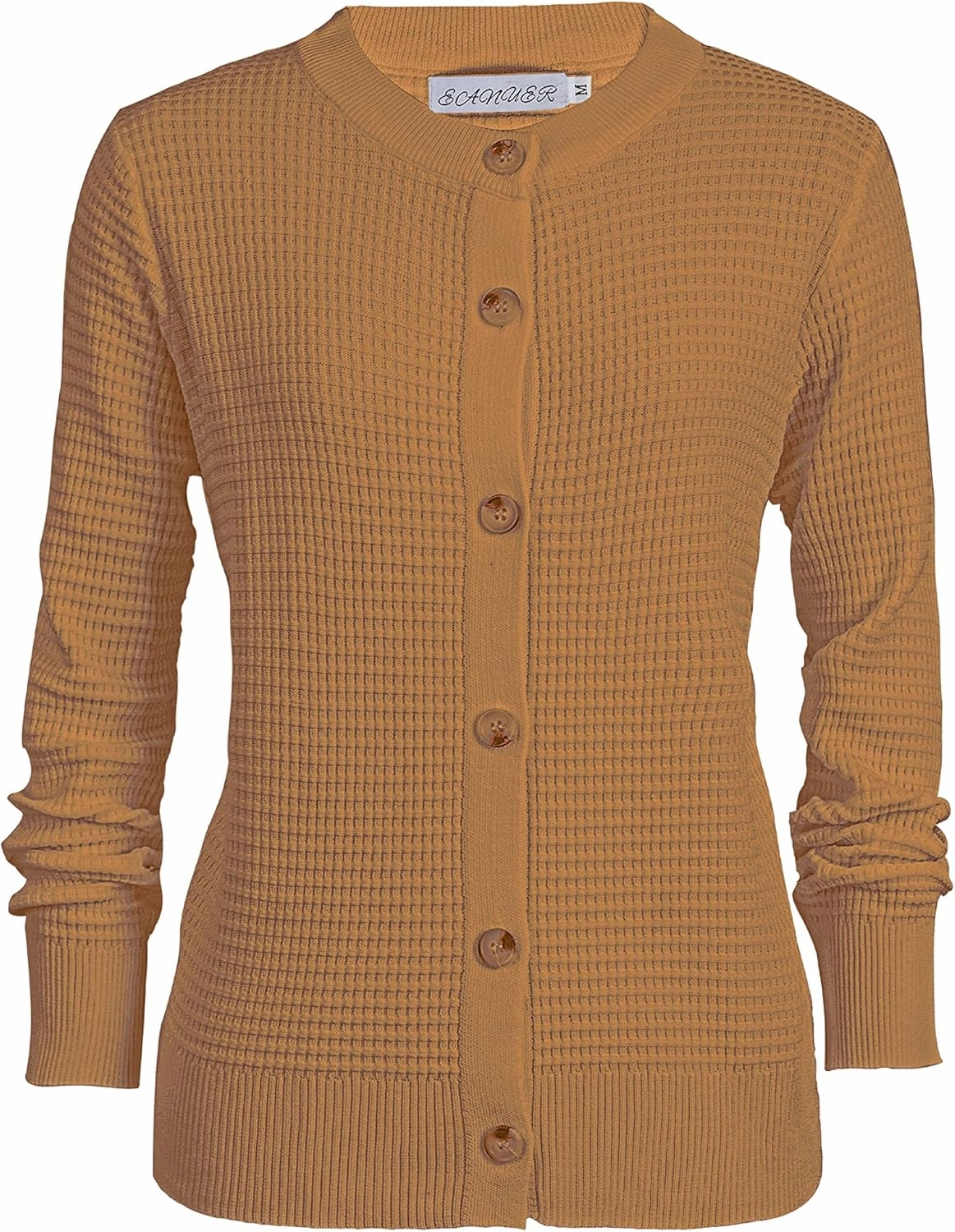 Women's Crew Neck Button Down Long Sleeve Solid Knit Classic Cardigan Sweater