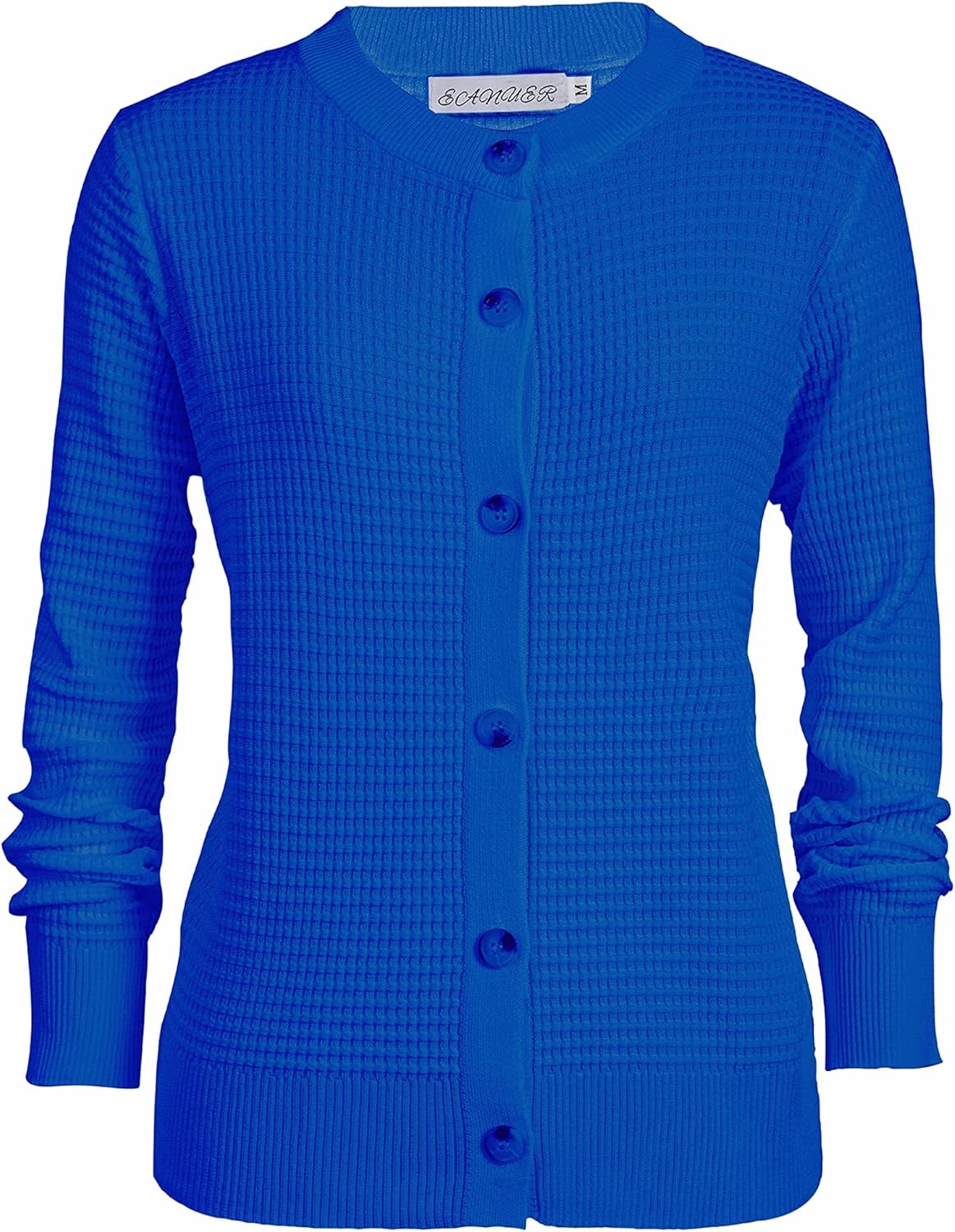 Women's Crew Neck Button Down Long Sleeve Solid Knit Classic Cardigan Sweater