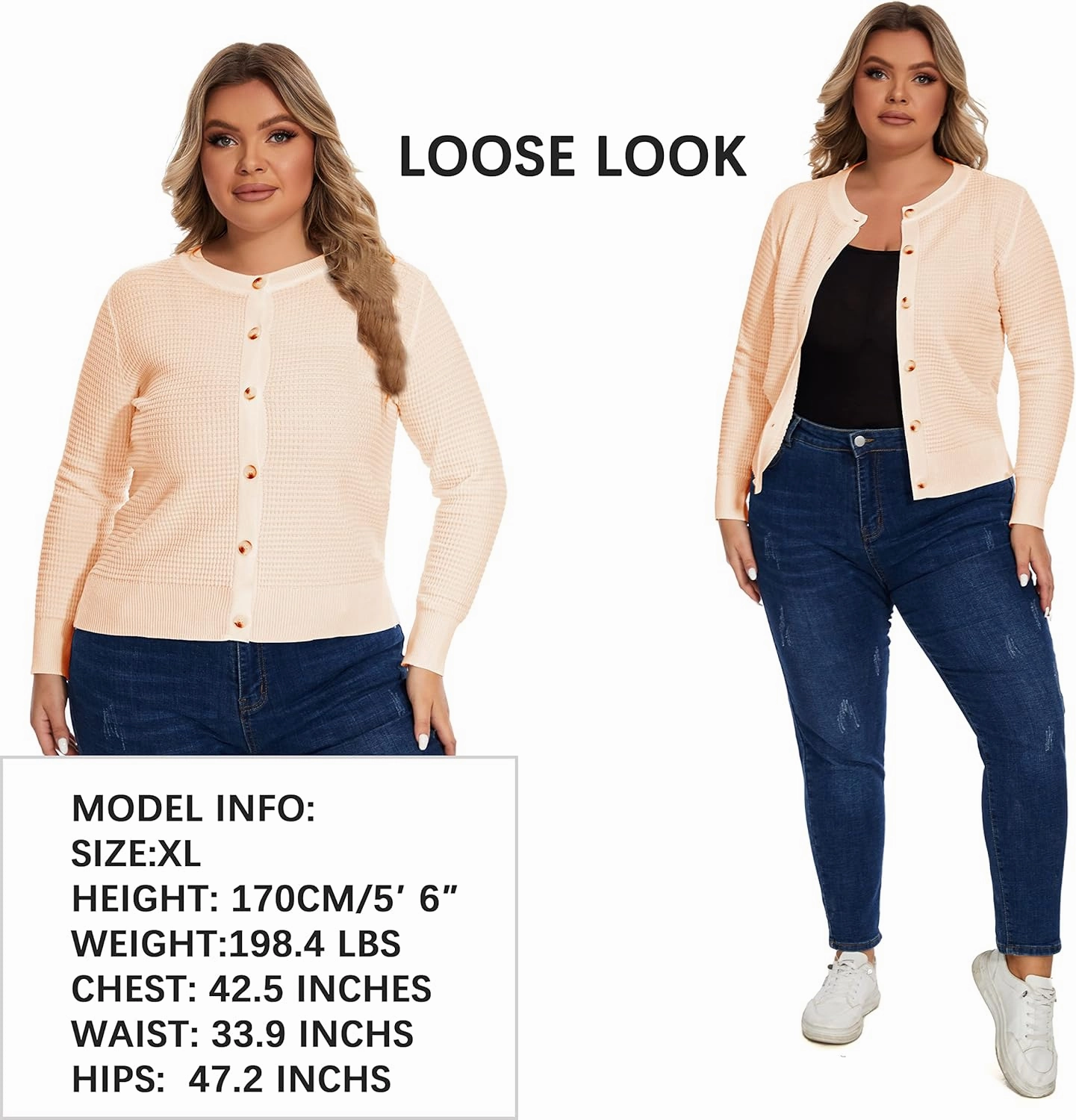 Women's Crew Neck Button Down Long Sleeve Solid Knit Classic Cardigan Sweater