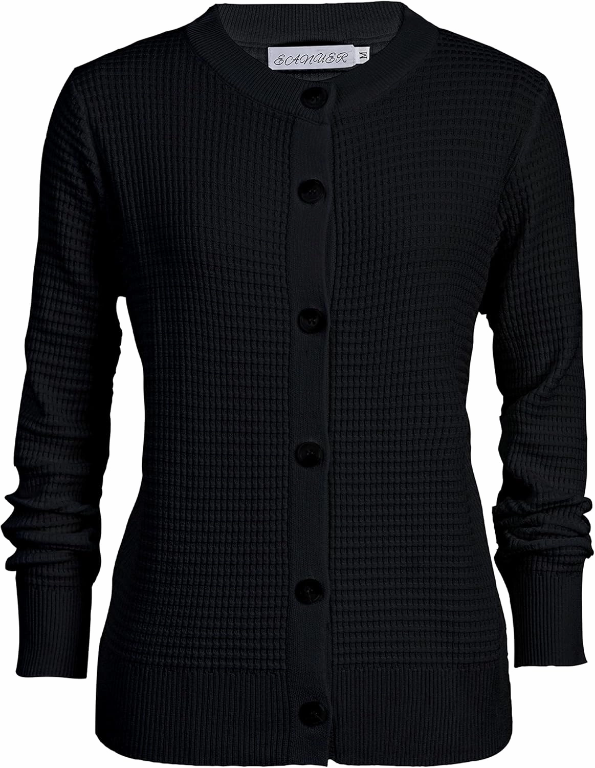 Women's Crew Neck Button Down Long Sleeve Solid Knit Classic Cardigan Sweater