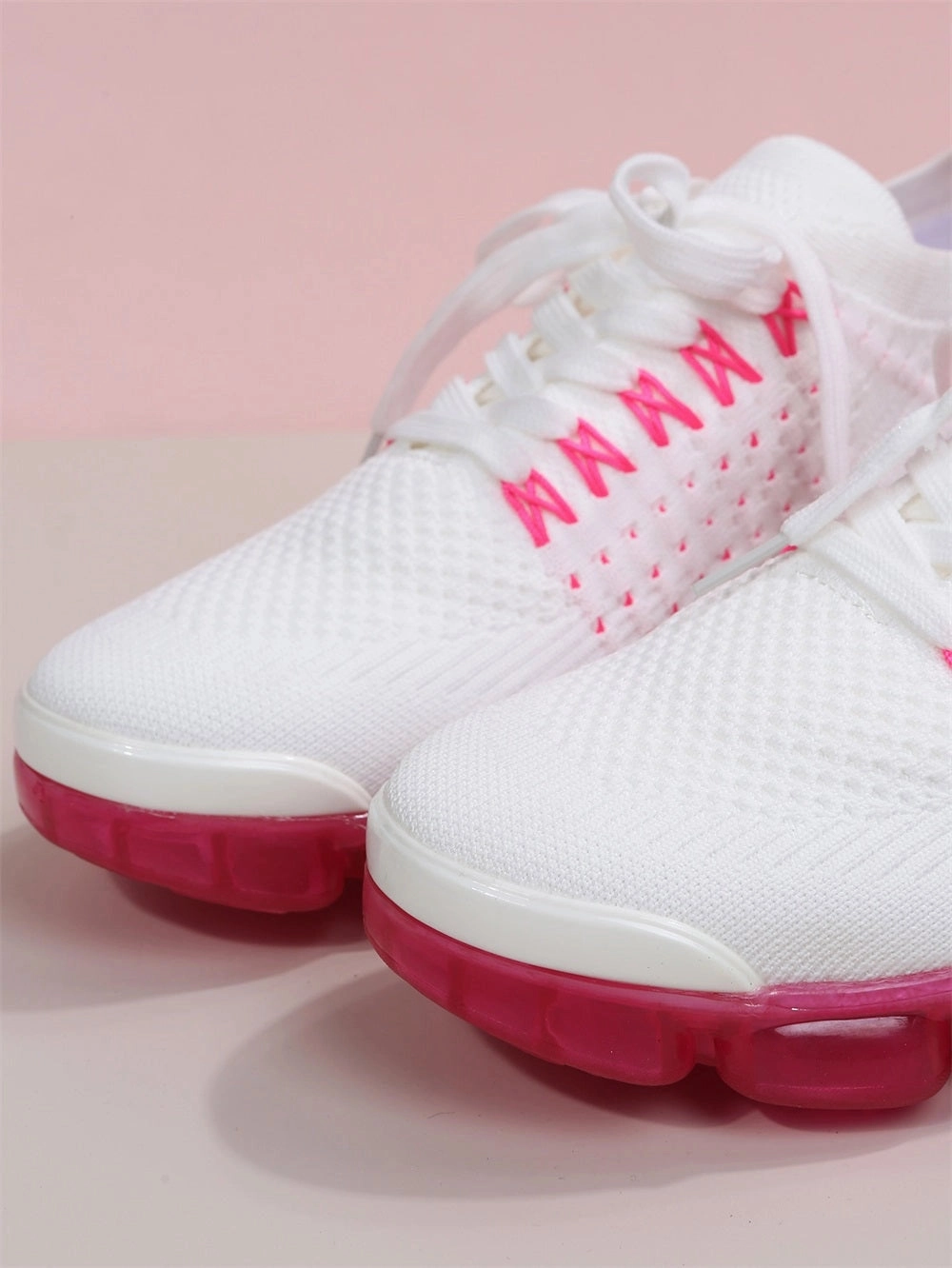 Women's Floral Mesh Sneakers - Pink Sole, Lightweight & Breathable