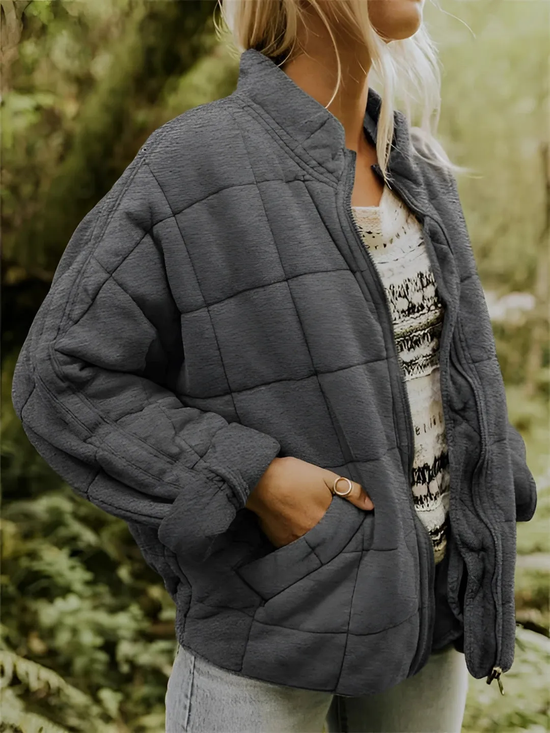 Women's Lightweight Insulated Forest Green Quilted Jacket
