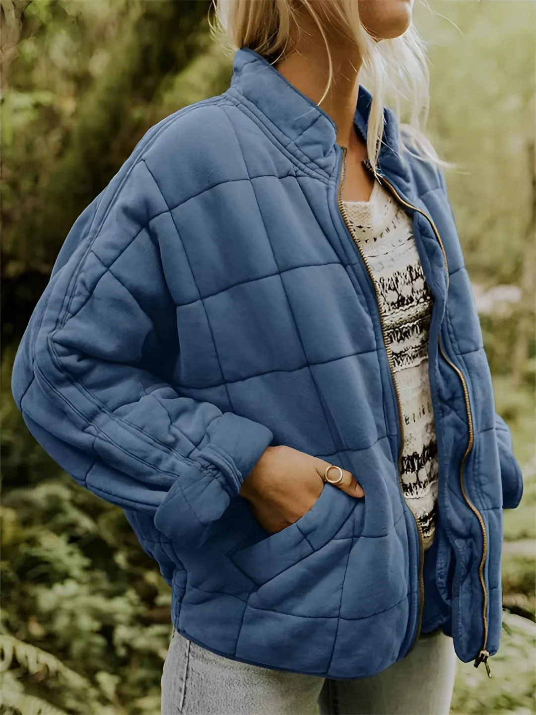 Women's Lightweight Insulated Forest Green Quilted Jacket