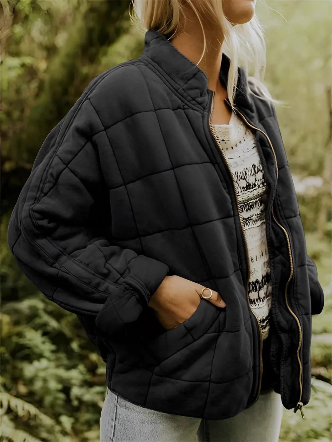 Women's Lightweight Insulated Forest Green Quilted Jacket