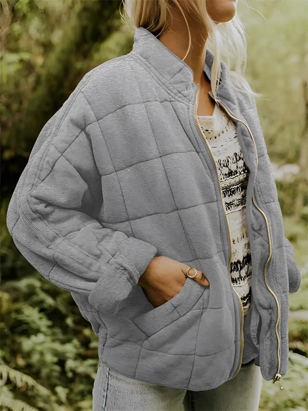 Women's Lightweight Insulated Forest Green Quilted Jacket
