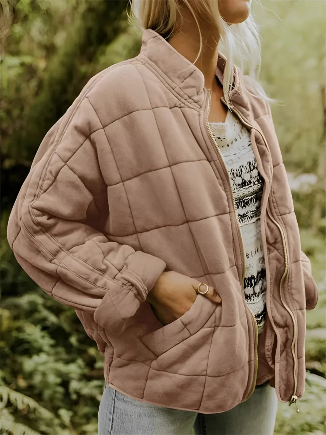 Women's Lightweight Insulated Forest Green Quilted Jacket