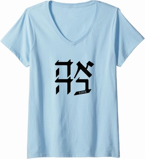Womens AHAVA - Love in Hebrew V-Neck T-Shirt