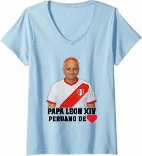 Womens Papa León XIV Doble Nacionalidad Perú-USA V-Neck T-Shirt