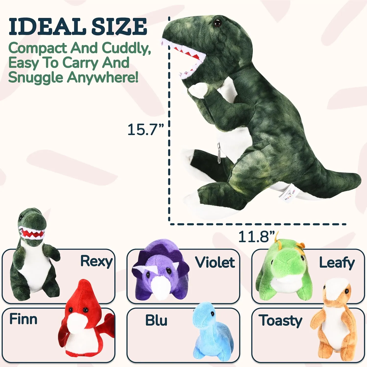 Wonder Products | Plush Dinosaur Set - Tummy Stuffers Stuffed Animal - Soft and Snuggly Plush Toy - Super Soft, Skin-Friendly, and Non-Fade - Imaginative Playtime Toys Ideal for Girls and Boys