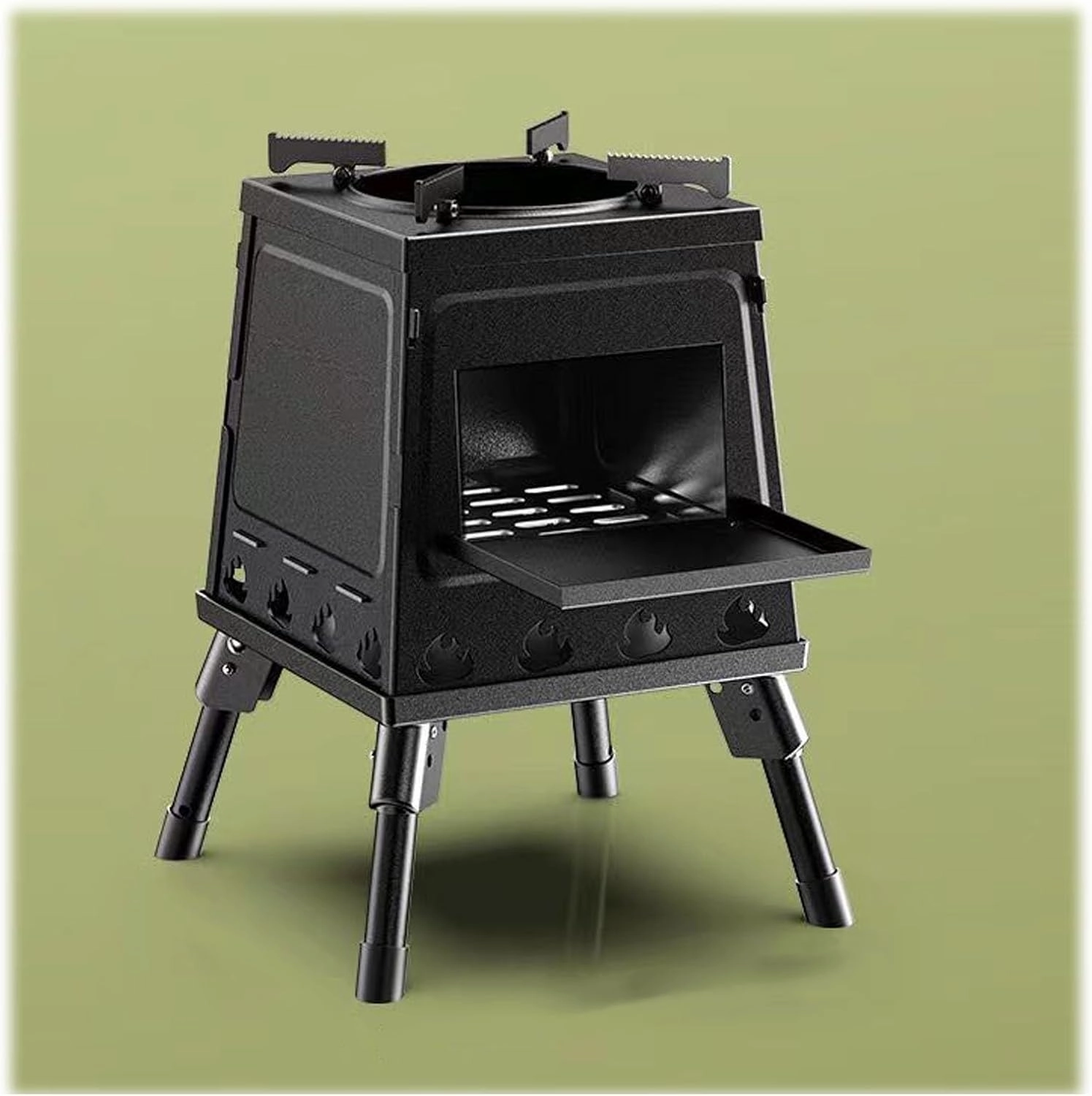 Wood stove outdoor portable stove camping cooker picnic folding stove with foldable legs, suitable for outdoor camping
