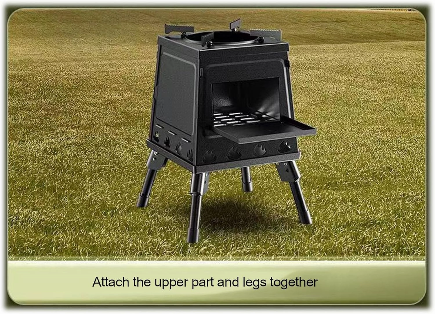 Wood stove outdoor portable stove camping cooker picnic folding stove with foldable legs, suitable for outdoor camping