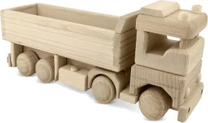 Wooden Dump Truck, Sturdy Solid Wood Toy, Unpainted, Ages 3  Paint Wooden Cars, Logging Truck, Wooden Toys Handmade in EU