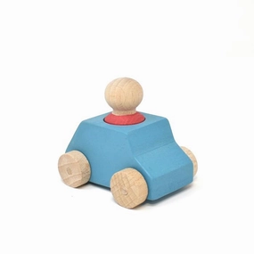 Wooden Car - Turquoise with Red Figure | Lubulona Toys