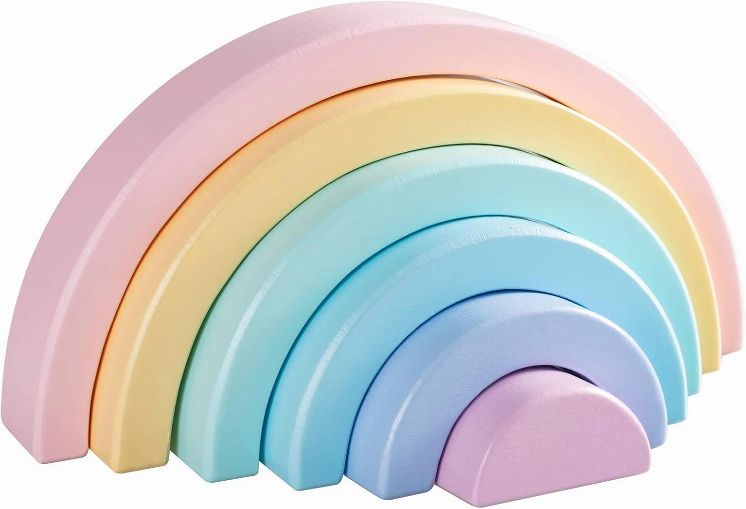 Wooden Rainbow Small Stacker, 6 Piece Rainbow Stacking Toy for Baby/Toddlers/Kids, Montessori Education Pastel Rainbow Decor, Kindergarten Teaching Aid