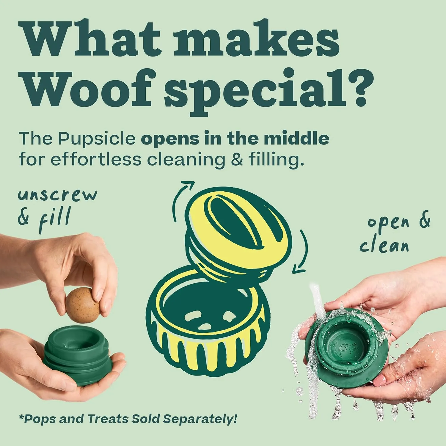 WOOF Pupsicle - Long-Lasting Interactive Dog Toy to Keep Your Pup Distracted - Safe for Dogs - Low-Mess Design - Dog Toys for XL Dogs 75 lbs and Up