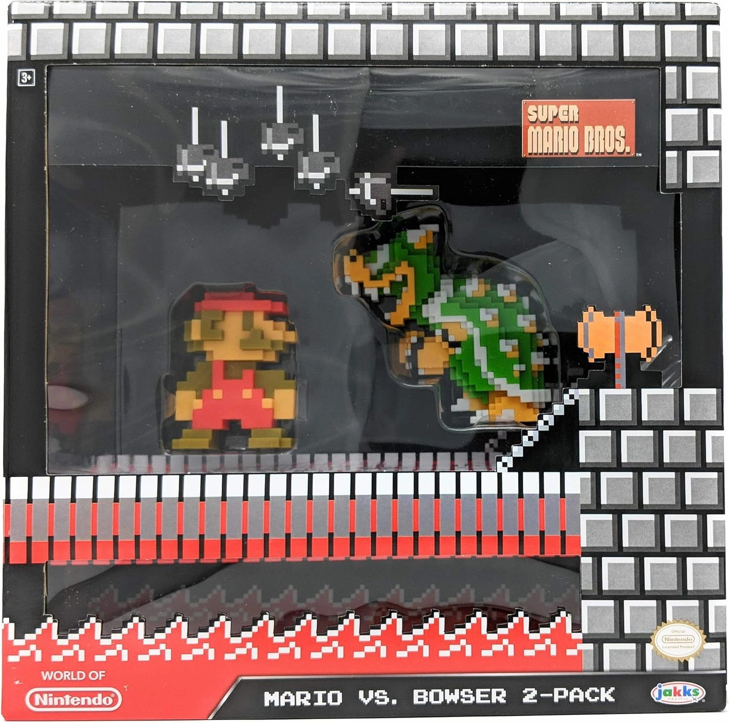 World of Nintendo 2.5" 8-Bit Classic Mario vs Bowser Action Figure 2-Pack