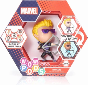 WOW! PODS Avengers Collection - Hawkeye | Superhero Light-Up Bobble-Head Figure | Official Marvel Collectable Toys & Gifts | Number 203 in Series, Black
