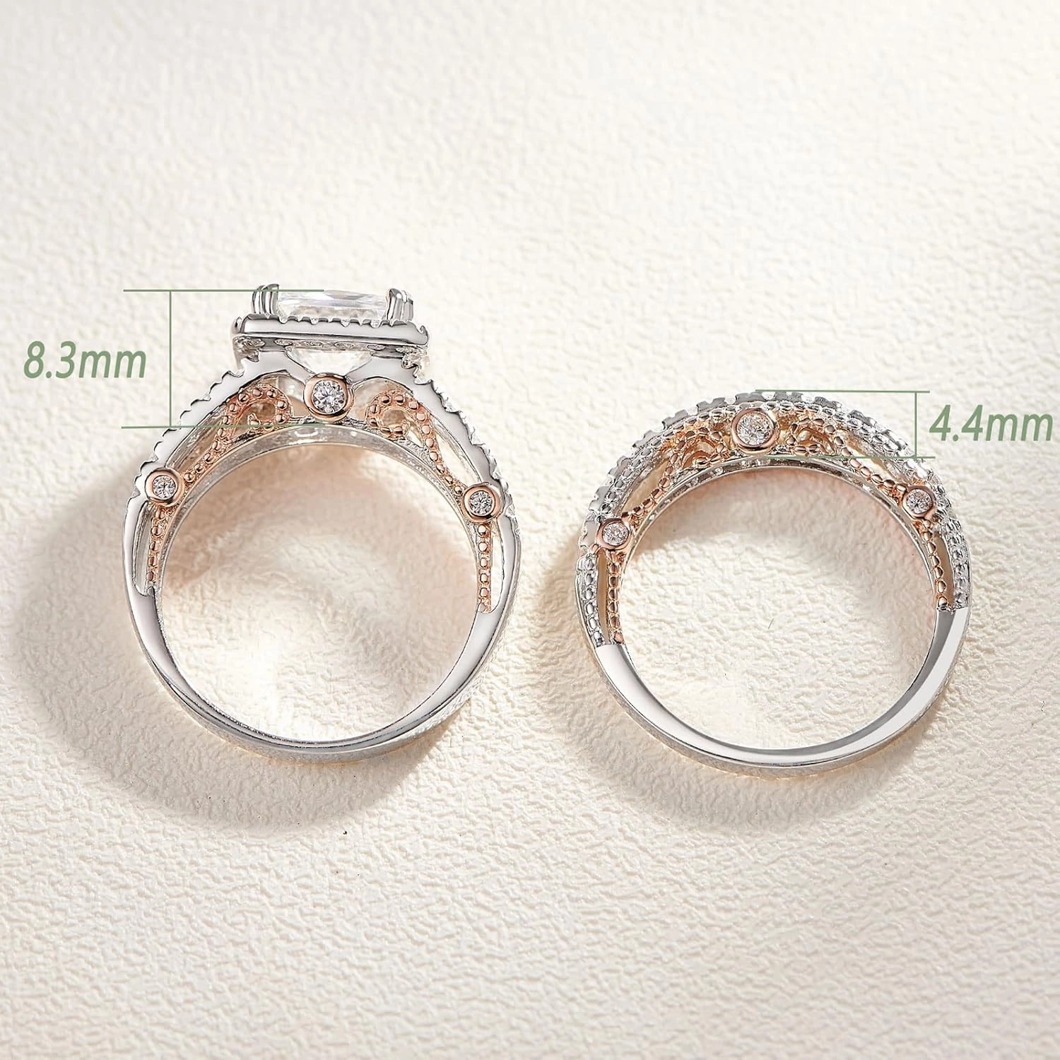 Wuziwen 4Ct Engagement Rings for Women Sterling Silver Cubic Zirconia Wedding Bridal Ring Set Size 4-13