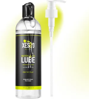 XESSO Water-Based Toy Lube 12 fl oz, Toy-Safe Personal Lubricant, All-Natural Without Glycerin & Parabens, Non-Staining, Slippery Massage Gel for Women, Men, Couples. Discreet Packaging
