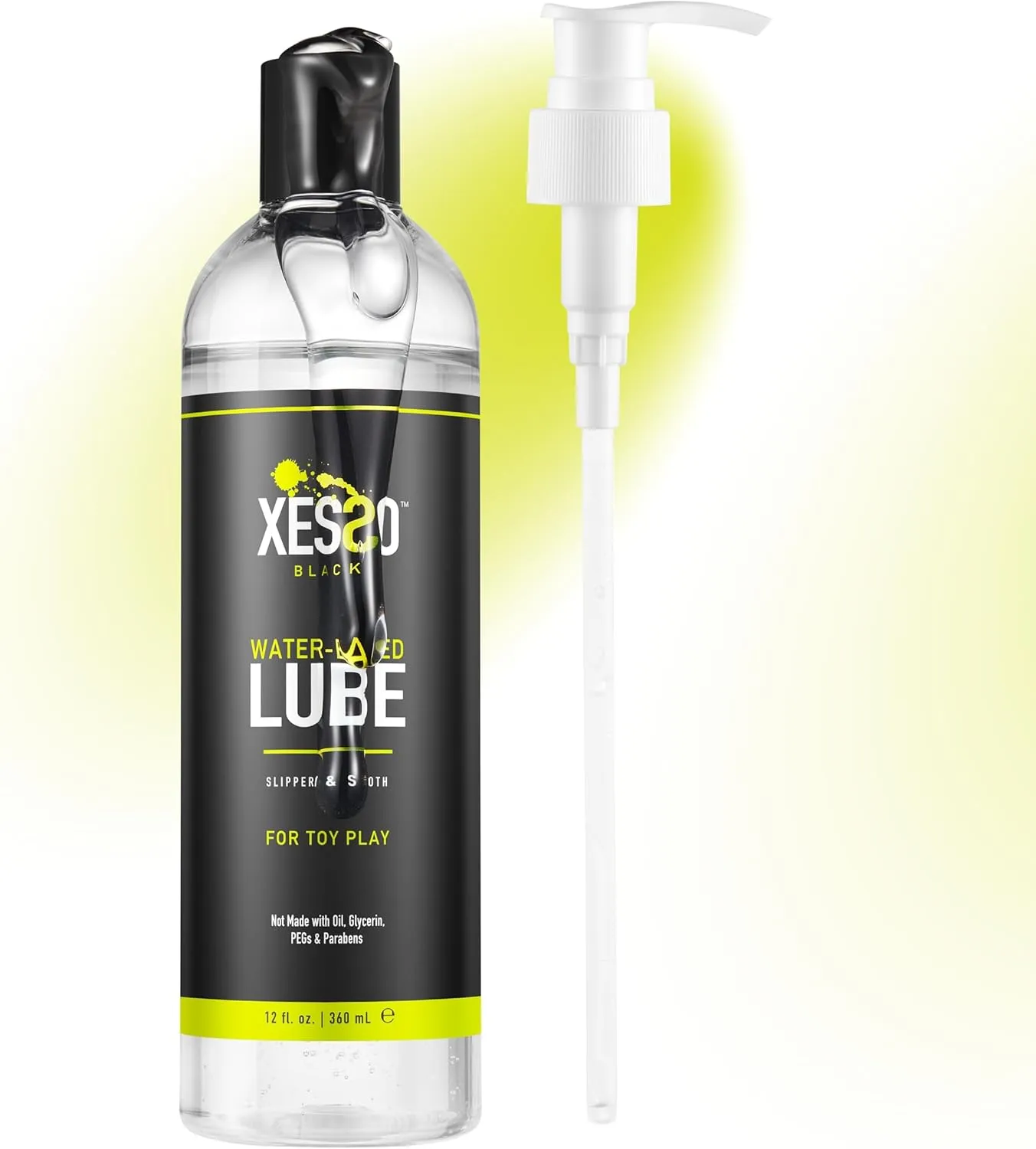 XESSO Water-Based Toy Lube 12 fl oz, Toy-Safe Personal Lubricant, All-Natural Without Glycerin & Parabens, Non-Staining, Slippery Massage Gel for Women, Men, Couples. Discreet Packaging