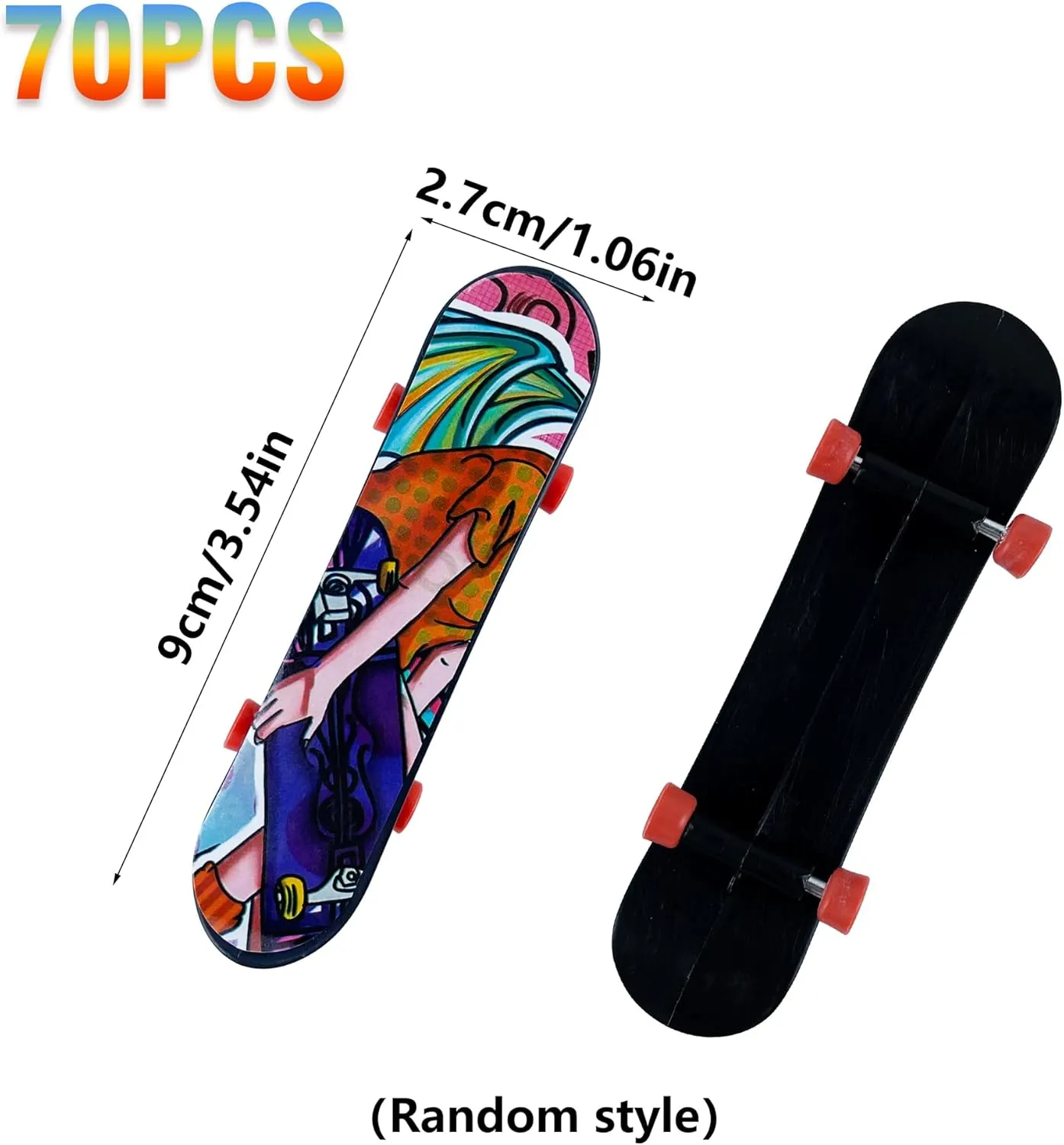 XIPEGPA 70 PCS Mini Finger Skateboards Finger Skateboard Toys for Birthday Party Favors Gift Props Decoration (70)