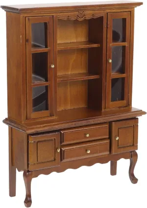 Yardwe Scale Kitchen Furniture Walnut Color Decor Cabinet for House Adornment Bedroom Scenes Doll House Accessory