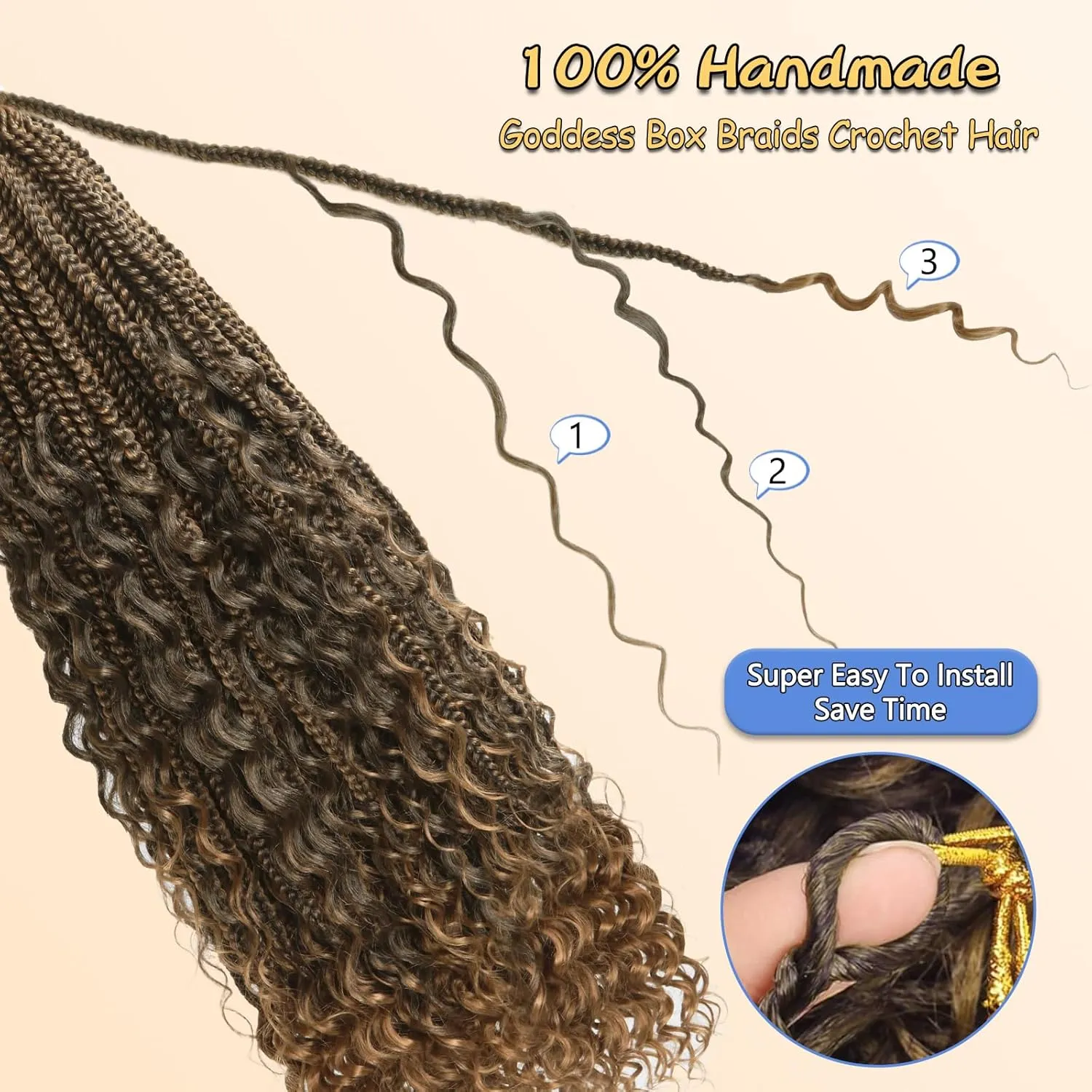 YEBO Goddess Box Braids Crochet Hair for Black Women Crochet Box Braids Pre-looped Boho Box Braids Crochet Braids Synthetic Braiding Hair(24 Inch (Pack of 8), T27)