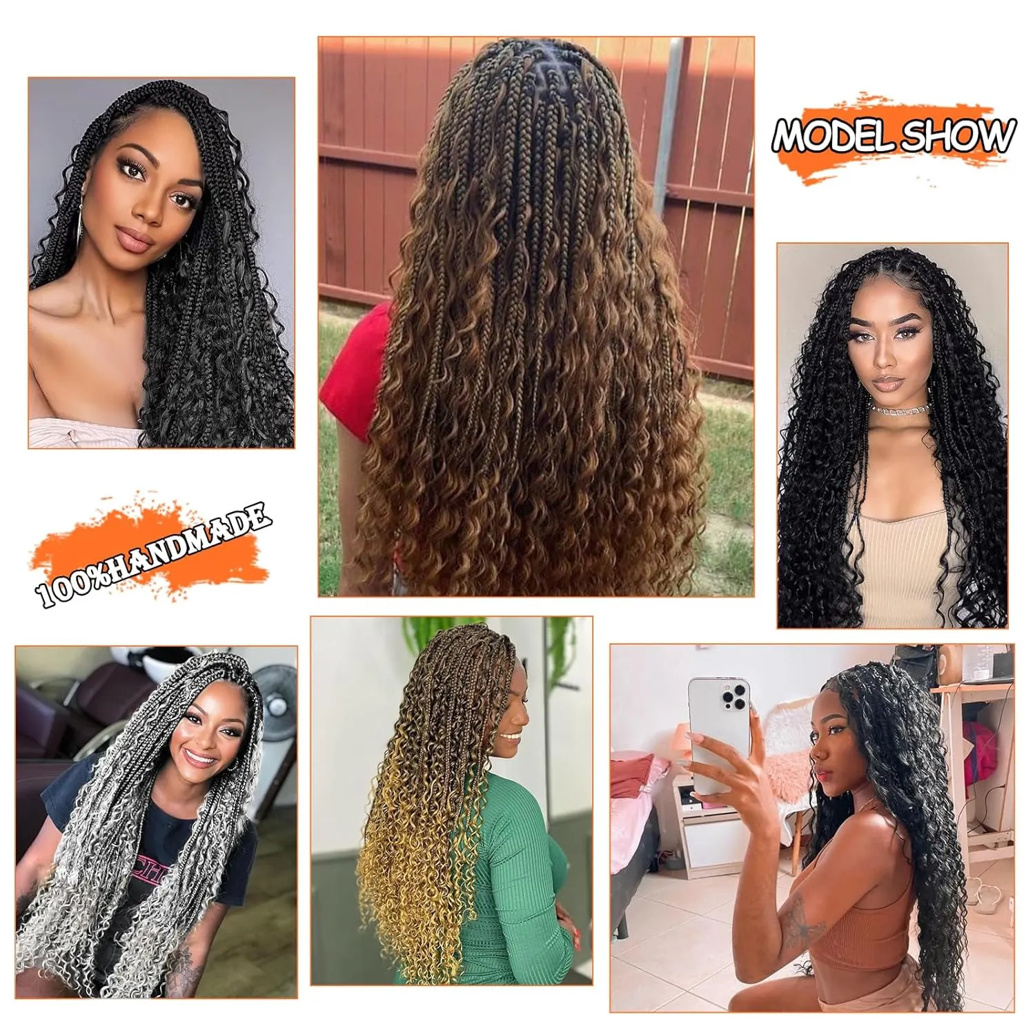 YEBO Goddess Box Braids Crochet Hair for Black Women Crochet Box Braids Pre-looped Boho Box Braids Crochet Braids Synthetic Braiding Hair(24 Inch (Pack of 8), T27)