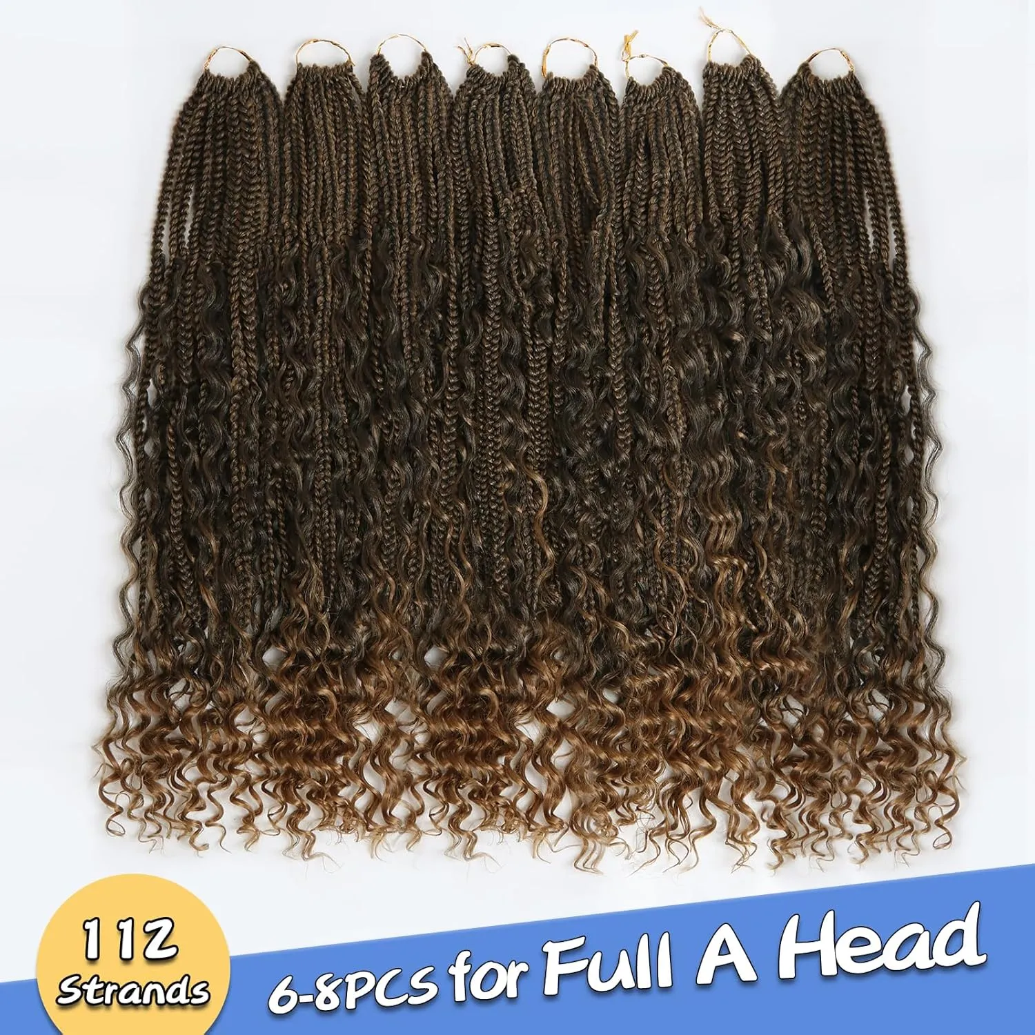 YEBO Goddess Box Braids Crochet Hair for Black Women Crochet Box Braids Pre-looped Boho Box Braids Crochet Braids Synthetic Braiding Hair(24 Inch (Pack of 8), T27)