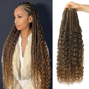 YEBO Goddess Box Braids Crochet Hair for Black Women Crochet Box Braids Pre-looped Boho Box Braids Crochet Braids Synthetic Braiding Hair(24 Inch (Pack of 8), T27)