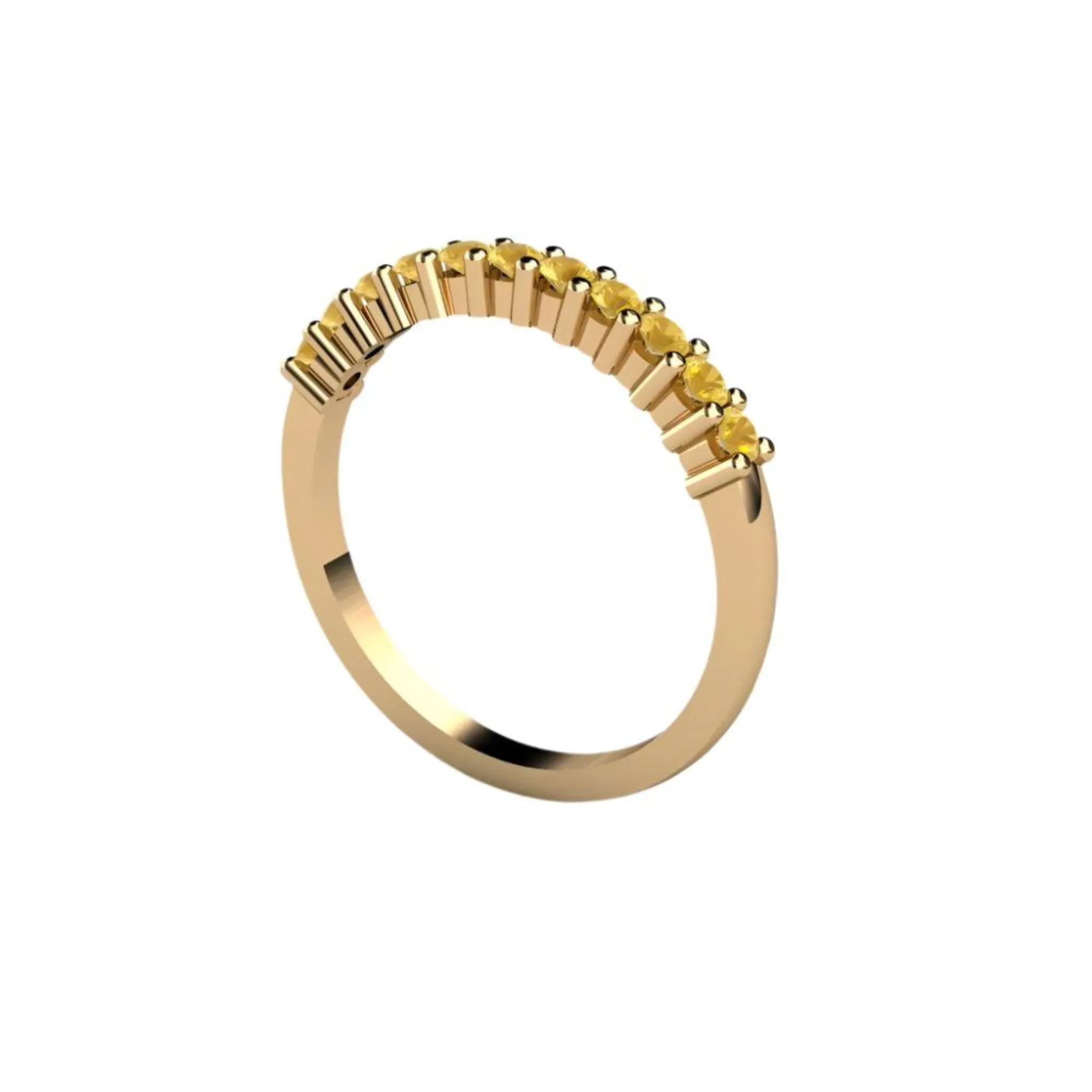 Yellow Citrine Stacking Ring | Natural Citrine Birthstone Band in 14K or 18K Gold