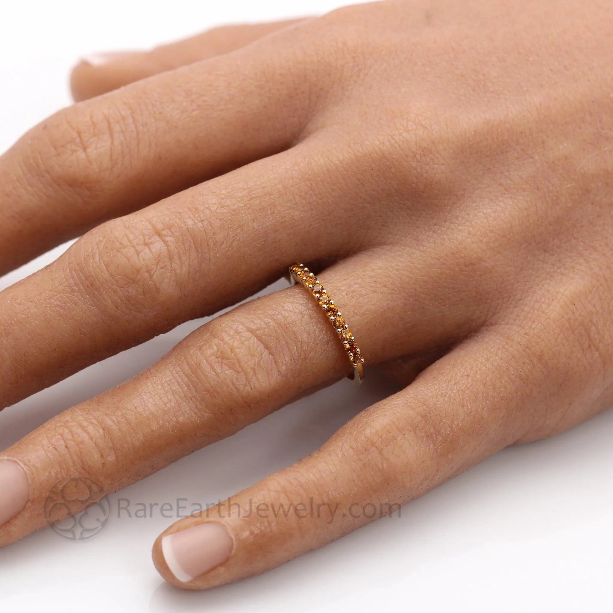 Yellow Citrine Stacking Ring | Natural Citrine Birthstone Band in 14K or 18K Gold