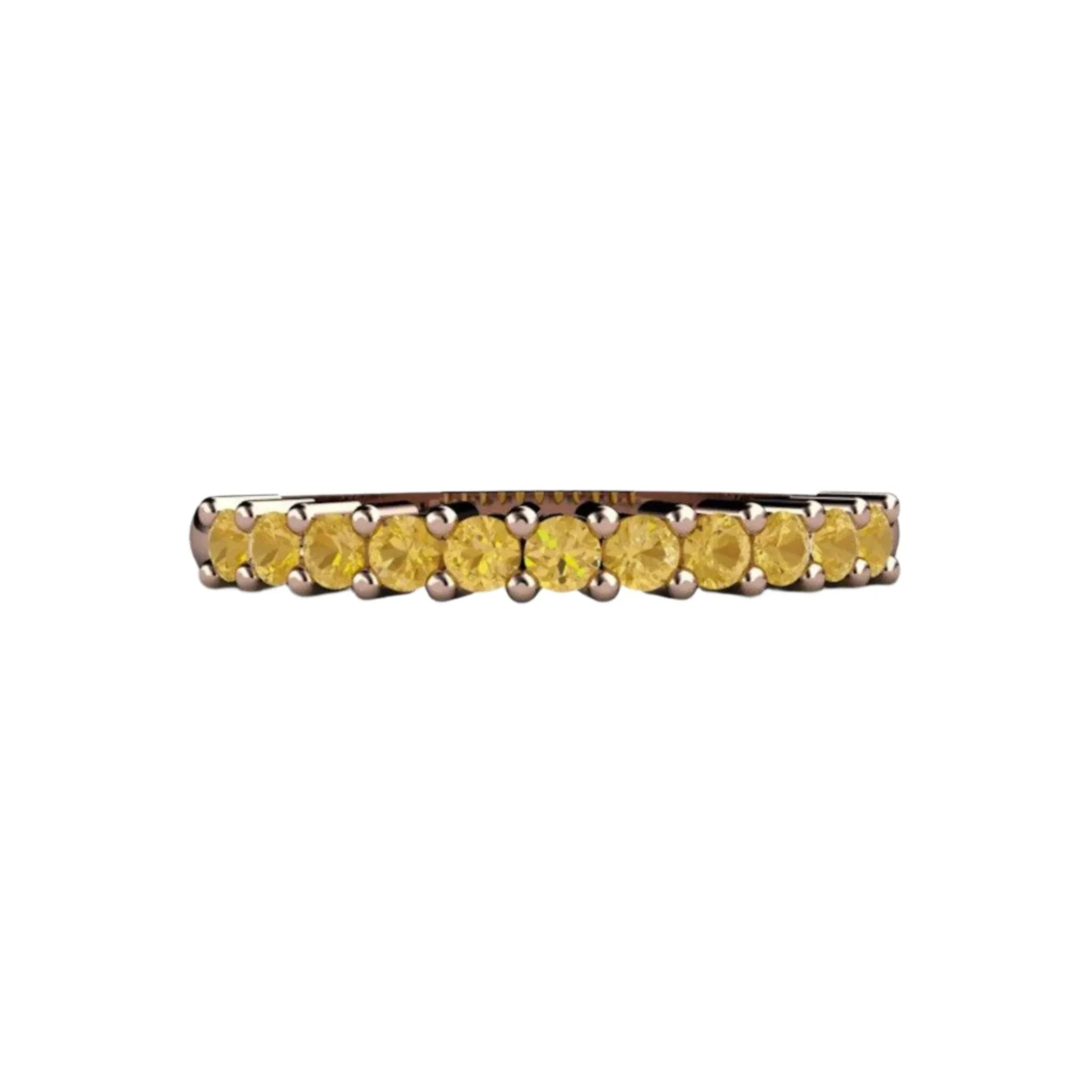 Yellow Citrine Stacking Ring | Natural Citrine Birthstone Band in 14K or 18K Gold