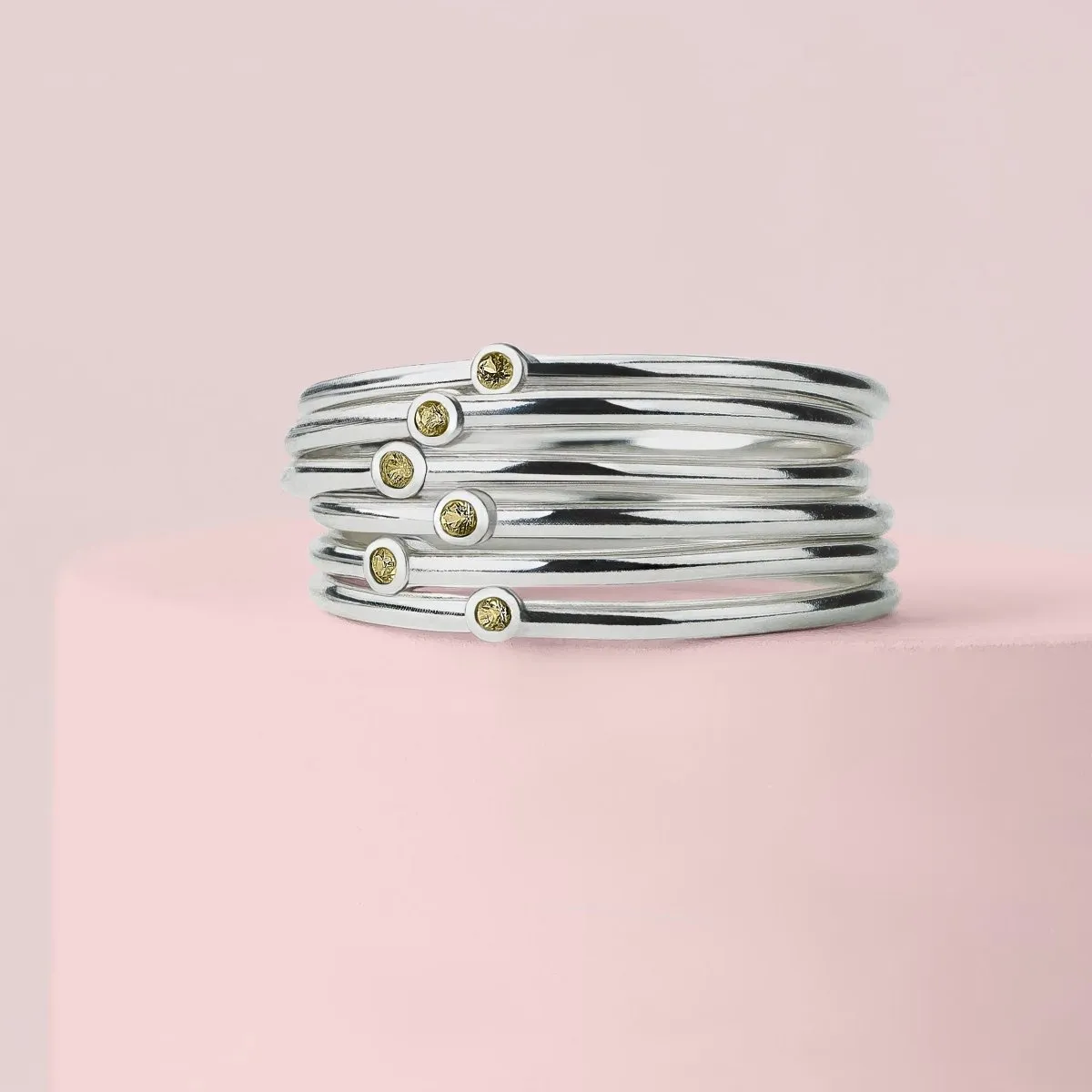Yellow Diamond Stacking Rings