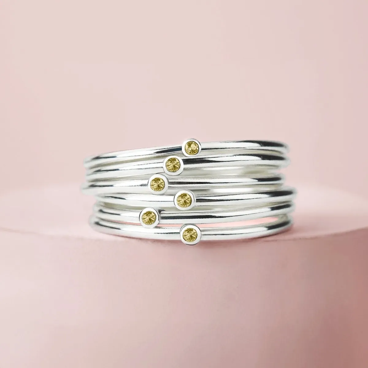Yellow Diamond Stacking Rings