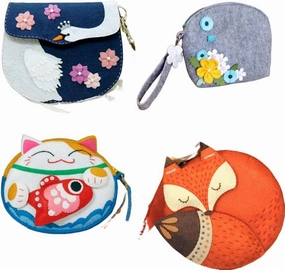 YJIUYUANQ Sewing Crafts Supplies Mini Wristlet Pouch Sewing Kit,Gift Bag, Learn to Sew Educational Toys,4 Sets